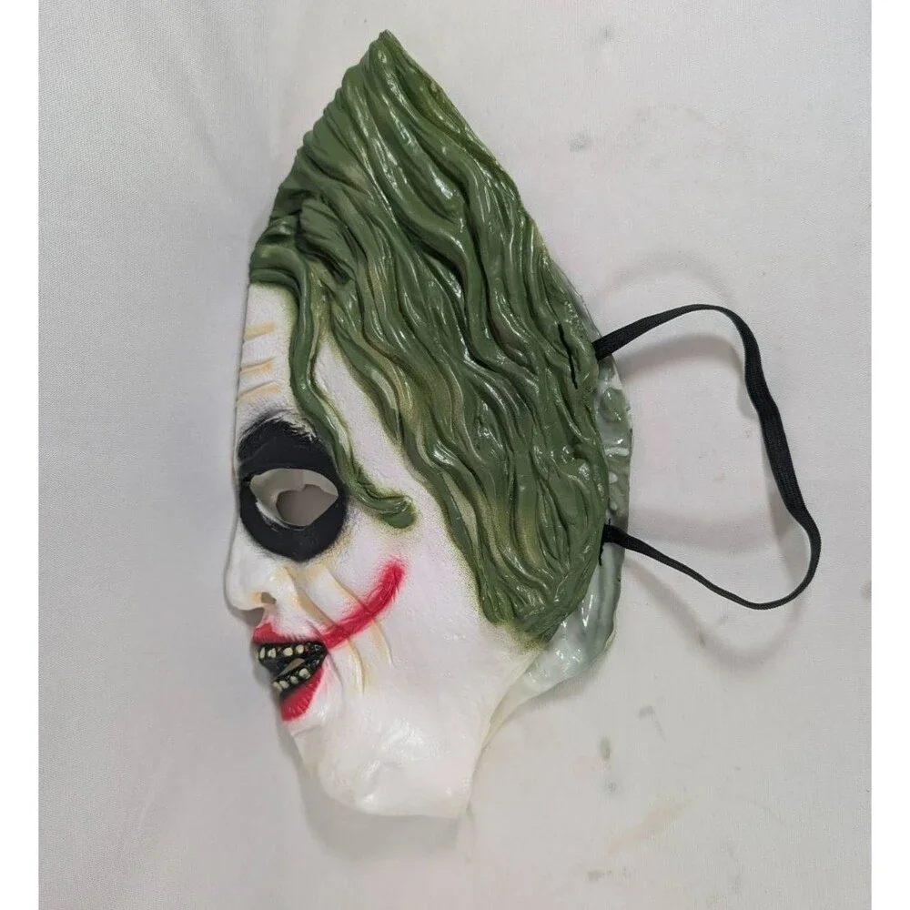 Joker Style Evil Clown Adult Halloween Mask Green Hair Horror Costume